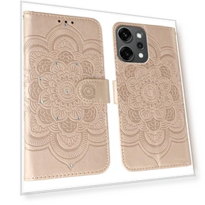 Rhinestone Decor PU Leather Mandala Imprinted Design Phone Cover with Wrist Strap — Phone Accessories, Smartwatch 2025