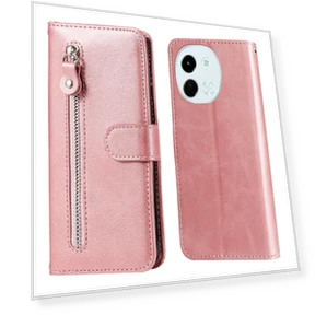 Zipper Wallet Calf Texture PU Leather Phone Cover — Phone Accessories, Smartwatch 2025