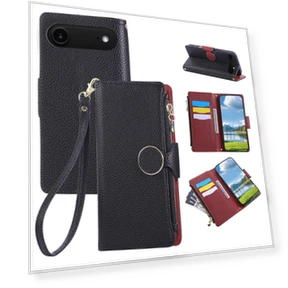 Zipper Wallet Leather Phone Cover with Wrist Strap — Flip Cases, Smartwatch 2025