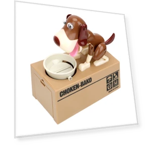 Cartoon Robotic Dog Steal Coin Bank — Savings & Piggy Banks, Simple and warm
