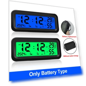 Solar Power Car Clock with LCD Digital Thermometer — Clock, RuJia Home Decor