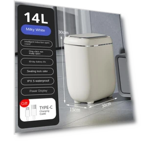 Smart Sensor Trash Can with Display — Kitchen Cans, Simple and warm