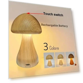 Smart Touch Control LED Wooden Cute Mushroom Night Light — Night Lights, Cozy Cottage-Relax
