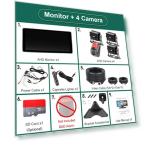 10.36-inch 4-channel touch screen smart blind spot radar BSD alarm DVR recorder monitor — Rearview Safety Systems, JOHO