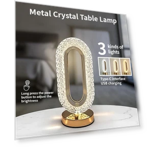 Modern Luxury Oval Crystal Table Lamp with Touch USB Display — Overhead Lighting, Build My Home