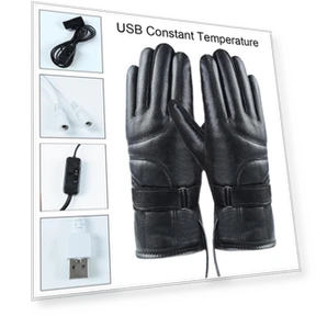 USB Heated Plush Gloves — Glove Liners, 39 Green Childhood