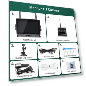 7-inch Wireless Touch Screen DVR Recorder with Monitor and Solar Power — Rearview Safety Systems, JOHO - CarGear