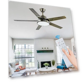 Ceiling Fan with Remote Control and LED Light — Ceiling Fans, Luminaire Lighting Mall