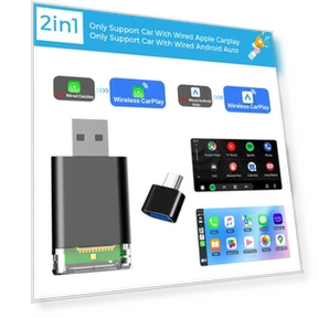 2-in-1 Wireless Carplay and Android Auto AI Box — Stereo Receivers, Vinde Home