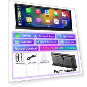 4K Wireless Carplay Android Auto AI Screen Dash Cam — Rearview Cameras for Cars, Auto Accessories Home