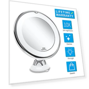 10X Magnifying Mirror with LED Lighting — Handheld, JOHO