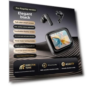 Noise Cancelling Bluetooth Earbuds with Color Touch Screen — In-Ear Headphones, QUEED