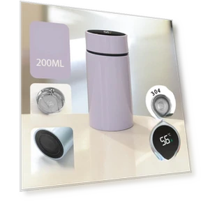 Smart Temperature Display Thermos Bottle — Beverage Warmers, JR-Studio