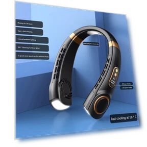 Portable Neck Mini Fan with Digital Display — Portable Cooling Solutions, Chic Interiors