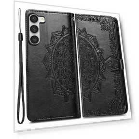 Mandala Pattern Embossed PU Wallet Folio Case Stand — Phone Accessories, Smartwatch 2025