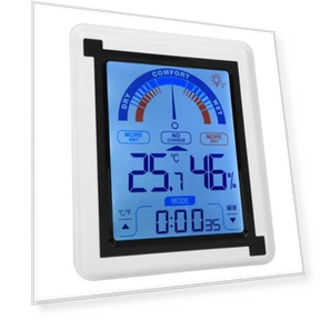 LCD Touchscreen Weather Clock with Digital Temperature and Humidity Meter — Hygrometers, Health & Beauty PRODUCT