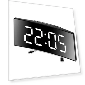 LED Digital Alarm Clock with Curved Screen Mirror Display — Alarms & Clocks, JUDING