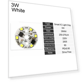 Round Smart IC Driver Light Plate Bulb Lamp Bean LED Chip — LED, zhuami