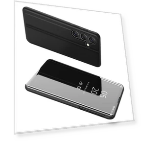 View Window PU Leather Protective Phone Case Stand Mirror — Phone Accessories, Smartwatch 2025