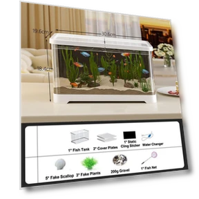LED Illuminated Transparent Desktop Aquarium Set — Lights, CDxianshen