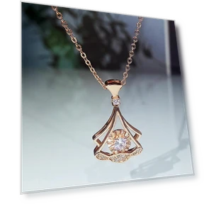 Rose Gold Necklace with Fan-Shaped Smart Zircon Pendant — Smart Jewelry, Commodity Jewel