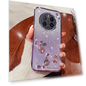 Flower Pattern Rhinestone Decor TPU Case — Phone Accessories, Smartwatch 2025
