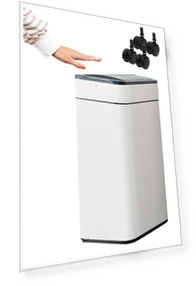 Set of 4 Stainless Steel Trash Cans with Motion Sensor — Kitchen Cans, JAPAN ANIME BRIDGE