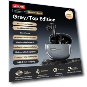 Wireless Bluetooth 6.0 Earphones with AI Call Noise Cancellation — In-Ear Headphones, Lenovo