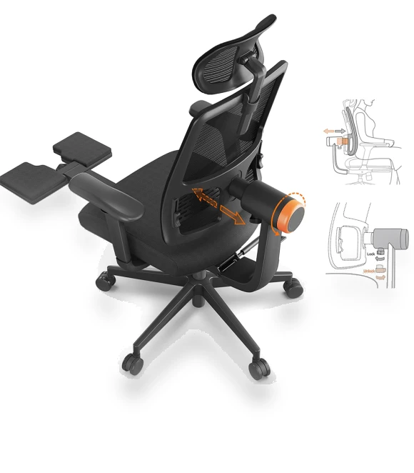 Ergonomic Chair with Footrest, Auto-Following Backrest, Adaptive Lower Back Support — Desk Chairs, NEWTRAL