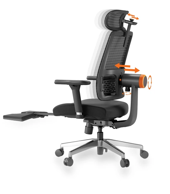 Ergonomic Chair with Footrest, Auto-Following Backrest Headrest, Adaptive Lower Back Support — Office, NEWTRAL