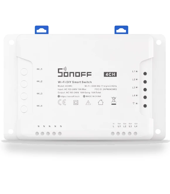 4 Gang WiFi Smart Switch with 3 Working Modes — Smart Home Hubs & Controllers, Sonoff