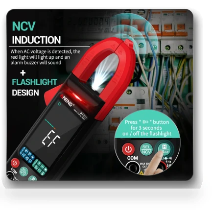 Digital Clamp-On Current Multimeter 6000 Counts True RMS Large Color Display — Electrical Testers, ANENG