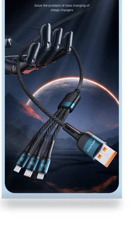 PD120W 3-in-1 Type-C Fast Charging Cable with Intelligent Temperature Control — Cables, AWEI