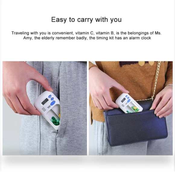 Smart Portable Electronic Pill Box 2 Compartments — Medication Accessories