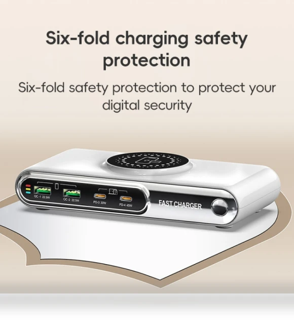 6 in 1 72W Multifunctional Smart Charger with LED Ambient Light — Chargers, F9A