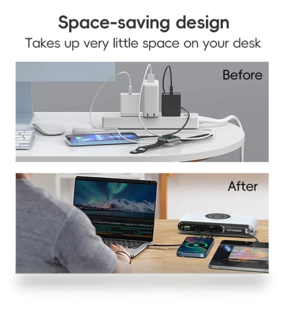 6 in 1 72W Multifunctional Smart Charger with LED Ambient Light — Chargers, F9A
