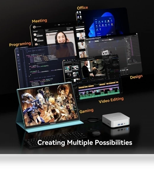AI Mini PC with AMD Ryzen 9 8945HS, 32GB DDR5 RAM, 2TB SSD — Single Board PCs, GEEKOM