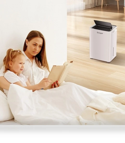 Dehumidifier with 3.2L Water Tank, 12L/Day, Flat 35dB Noise, Smart Touch Panel — Air Moisture Control, Solayce