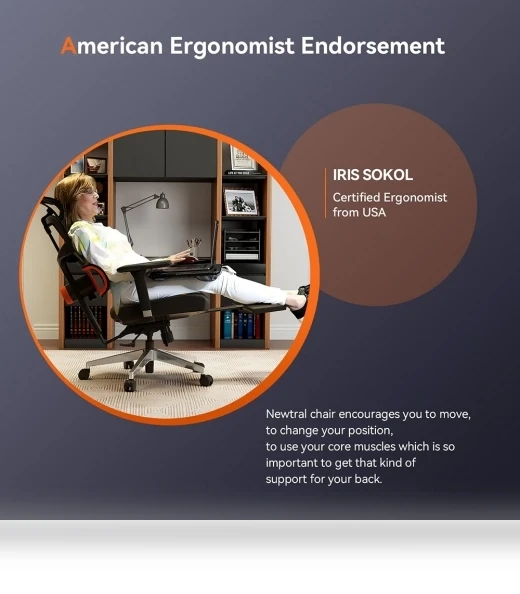 Ergonomic Chair with Lumbar Support, Adjustable Armrest, Headrest, Footrest, 4D Mesh — Desk Chairs, NEWTRAL