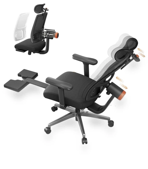 Ergonomic Chair with Footrest, Auto-Following Backrest Headrest, Adaptive Lower Back Support - Black — Desk Chairs, NEWTRAL