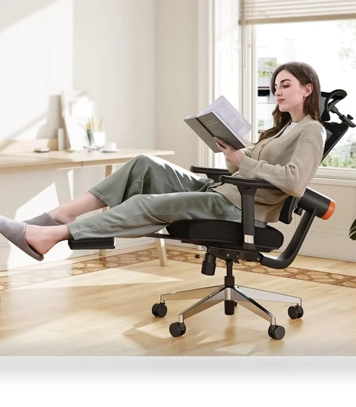 Ergonomic Chair with Footrest, Auto-Following Backrest Headrest, Adaptive Lower Back Support - Black — Desk Chairs, NEWTRAL