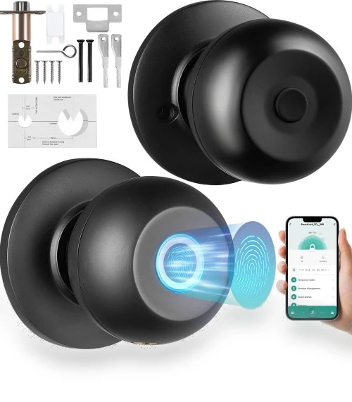 Smart Door Knob with Fingerprint and Bluetooth Lock — Smart Home Security, VEVOR