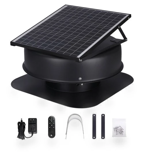Solar Attic Fan 40W 1230 CFM with Smart Adapter — Wall-Mounted Cooling Solutions, VEVOR