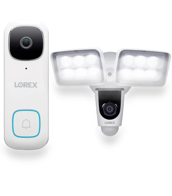 2K QHD 2-Way Audio Wired Video Doorbell with Floodlight Camera — Smart Home Security, Lorex