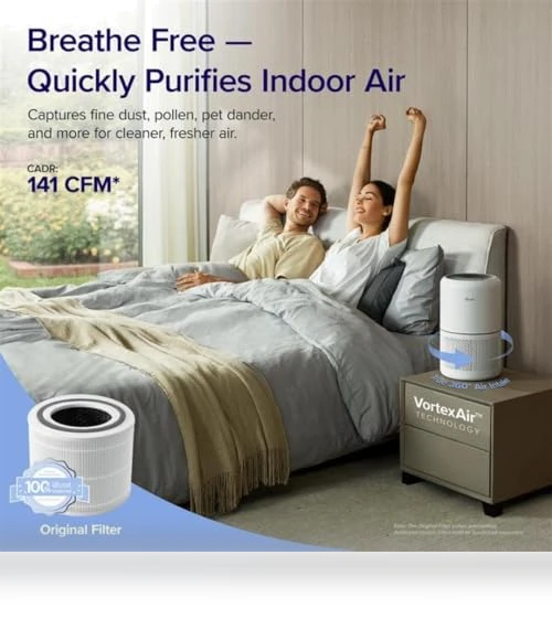 Air Purifier for Home Allergies Pets Hair in Bedroom, Covers Up to 1095 ft², 3-in-1 Filter with HEPA Sleep Mode — Air Ionizers, LEVOIT