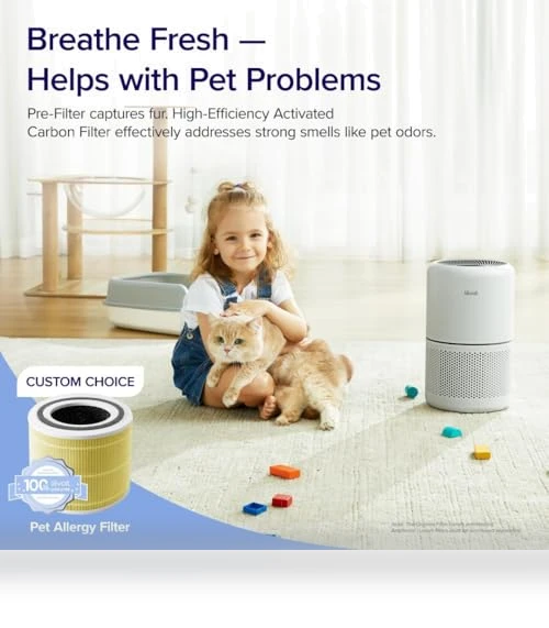 Air Purifier for Home Allergies Pets Hair in Bedroom, Covers Up to 1095 ft², 3-in-1 Filter with HEPA Sleep Mode — Air Ionizers, LEVOIT