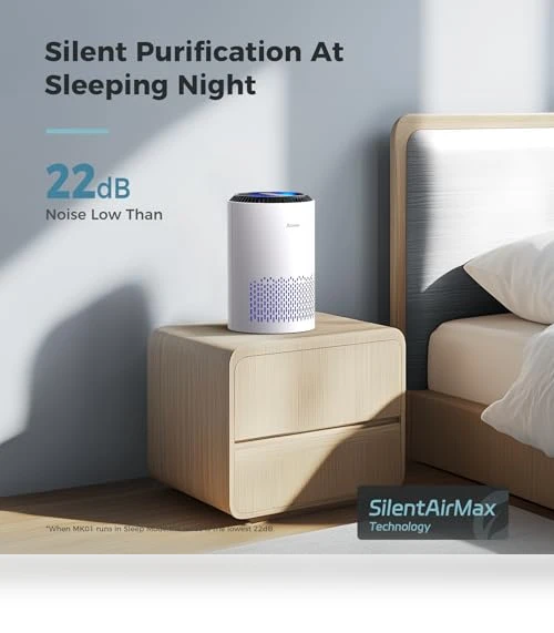 Air Purifier for Bedroom and Home with Sleep Mode and Speed Control — Electrostatic Air Purifiers, AROEVE