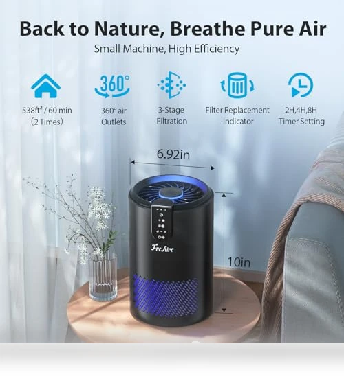 Air Purifier for Home with HEPA Filter, Sleep Mode, and Aromatherapy — Electrostatic Air Purifiers, FreAire