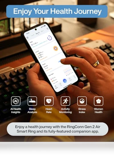 Ultra-Thin AI Smart Ring, 10-Day Battery Life, Fitness/Sleep/Stress/HR Tracker — Smart Rings, RingConn