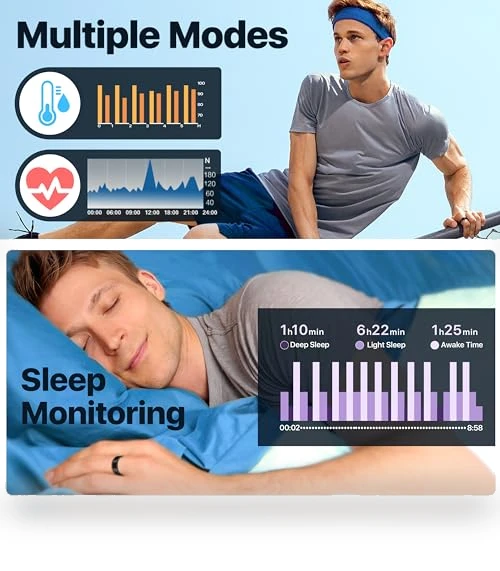 Smart Health Fitness Ring with Heart Rate, Blood Oxygen, Sleep Tracker — Smart Rings, Kuinha